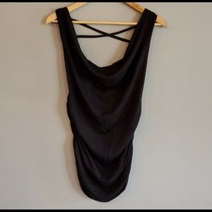 Black cowel neck strappy backless top
